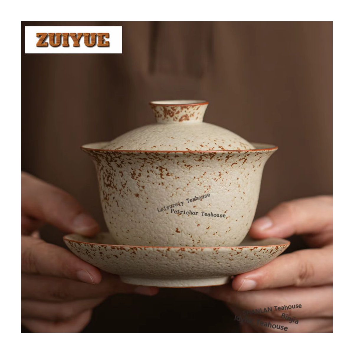 Kreative Keramik Gaiwan Tee-Schüssel mit Deckel Drei Talente Schweben in Beige, 200 ml - Bild 6