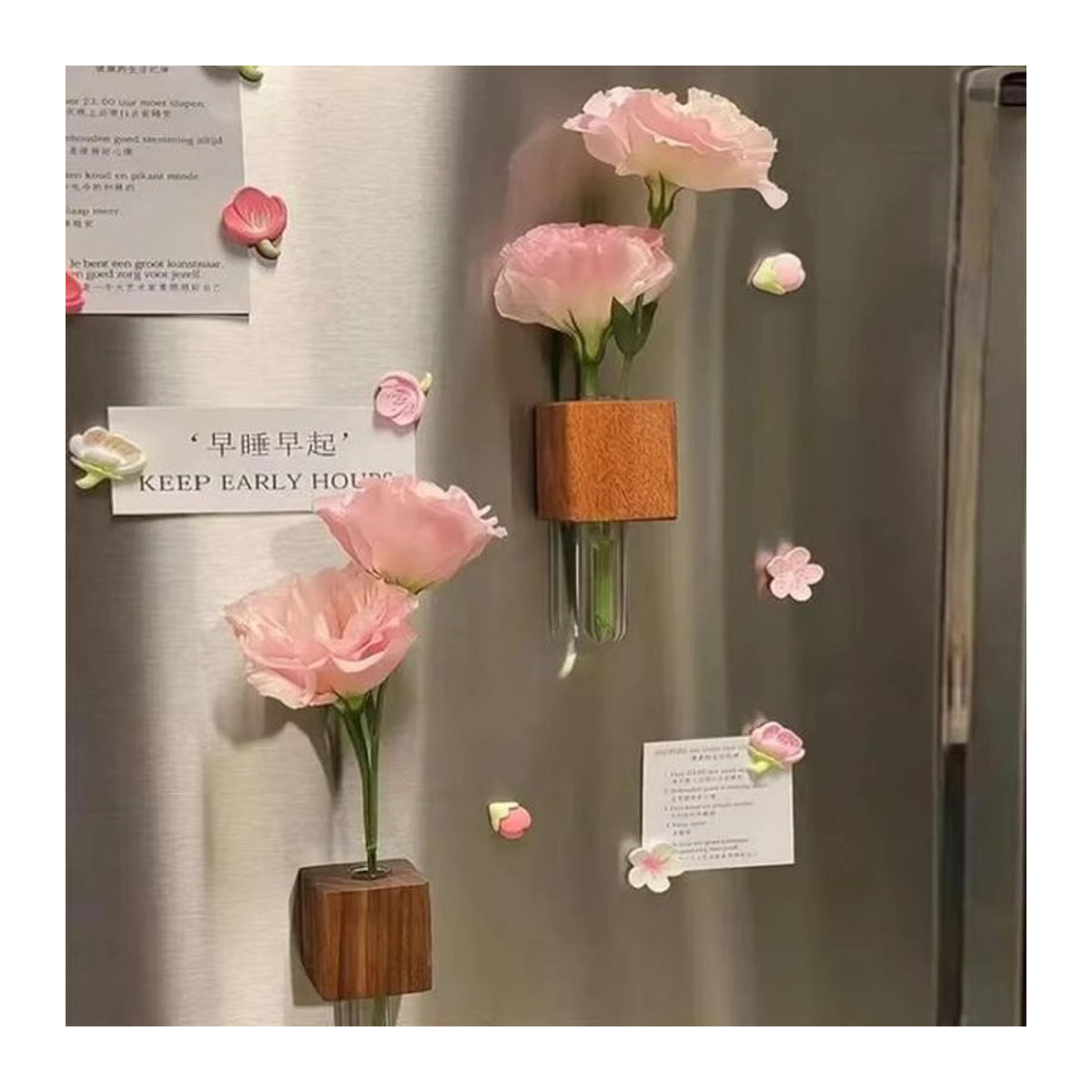 Kreative Magnetische Kühlschrank-Vasen aus Massivholz in Braun und Mehrfarbig im Skandinavischen Design - Bild 1