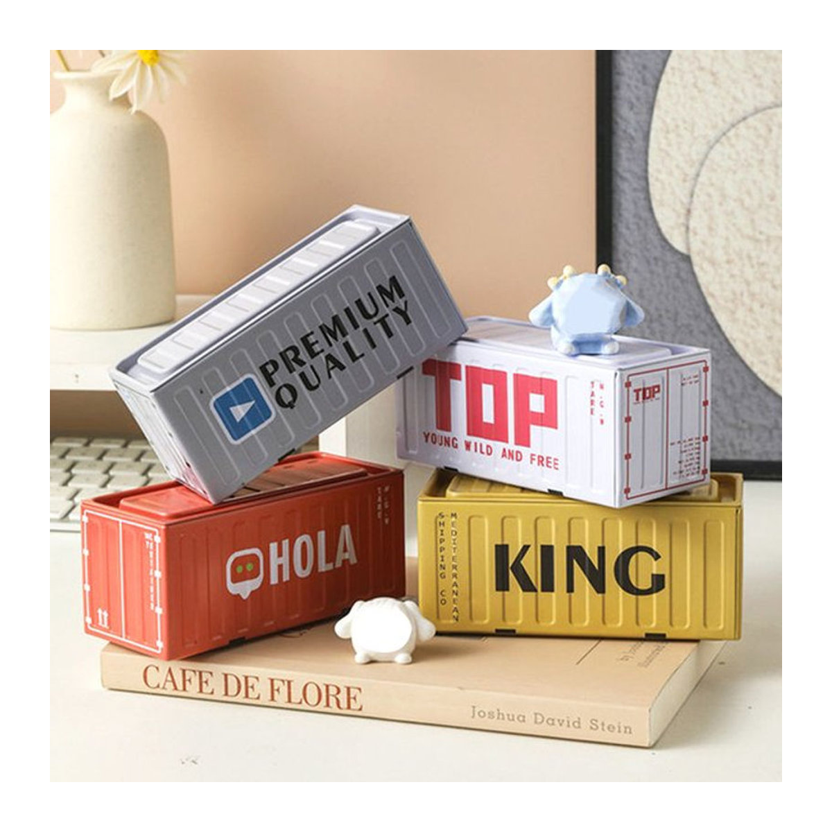 Kreative Mini Eisen Box als dekorativer Metall Container und Desktop Ornament in Grün und Mehrfarbig - Bild 1