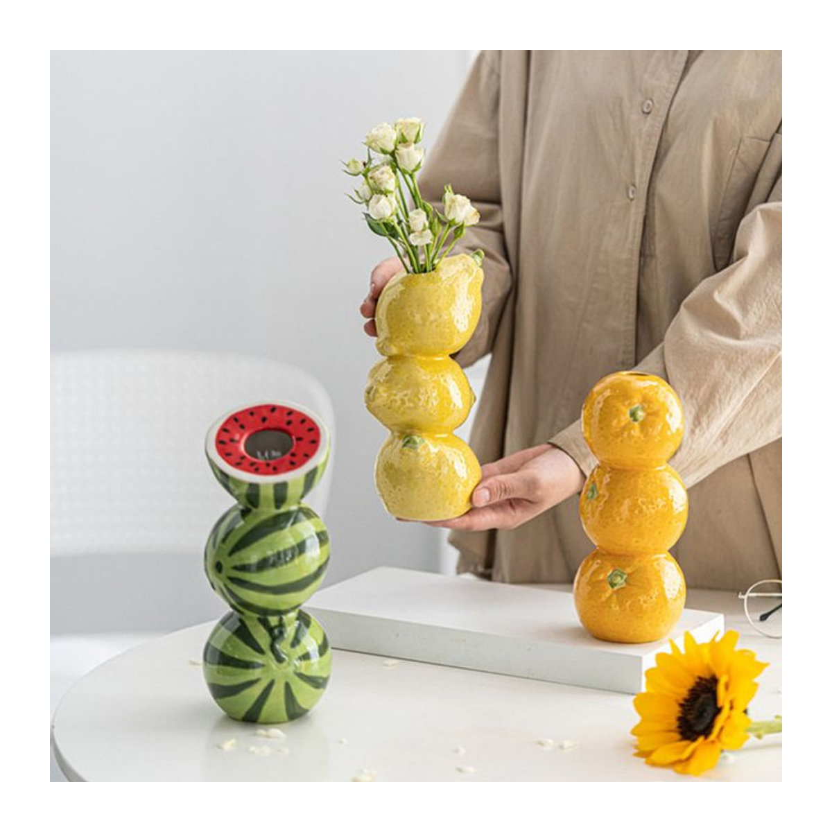 Kreative Obstvase aus Kunstharz in Gold und Mehrfarbig für deine Tischdekoration - Bild 1