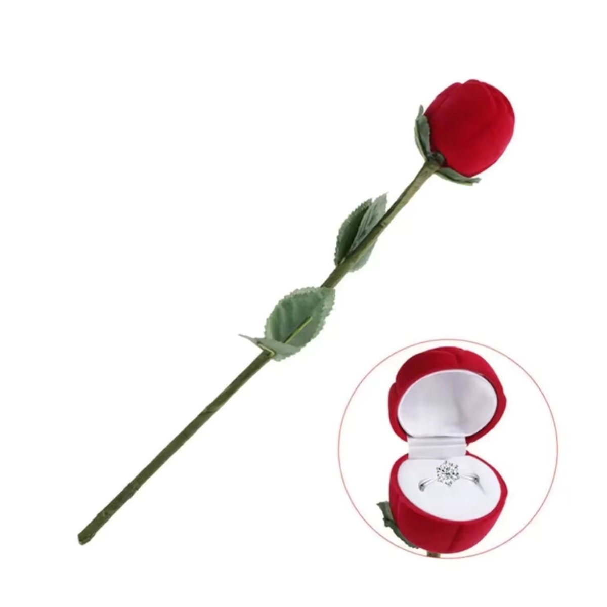 Kreative Ringbox mit floralem Rosenzweig-Design in Rot für Schmuck und Ohrringe - Bild 3