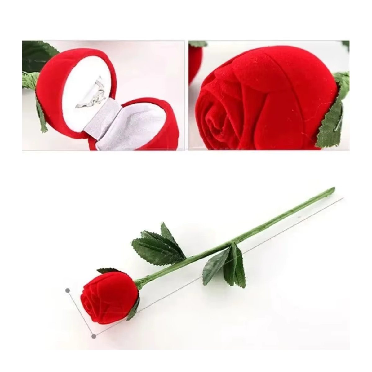 Kreative Ringbox mit floralem Rosenzweig-Design in Rot für Schmuck und Ohrringe - Bild 5