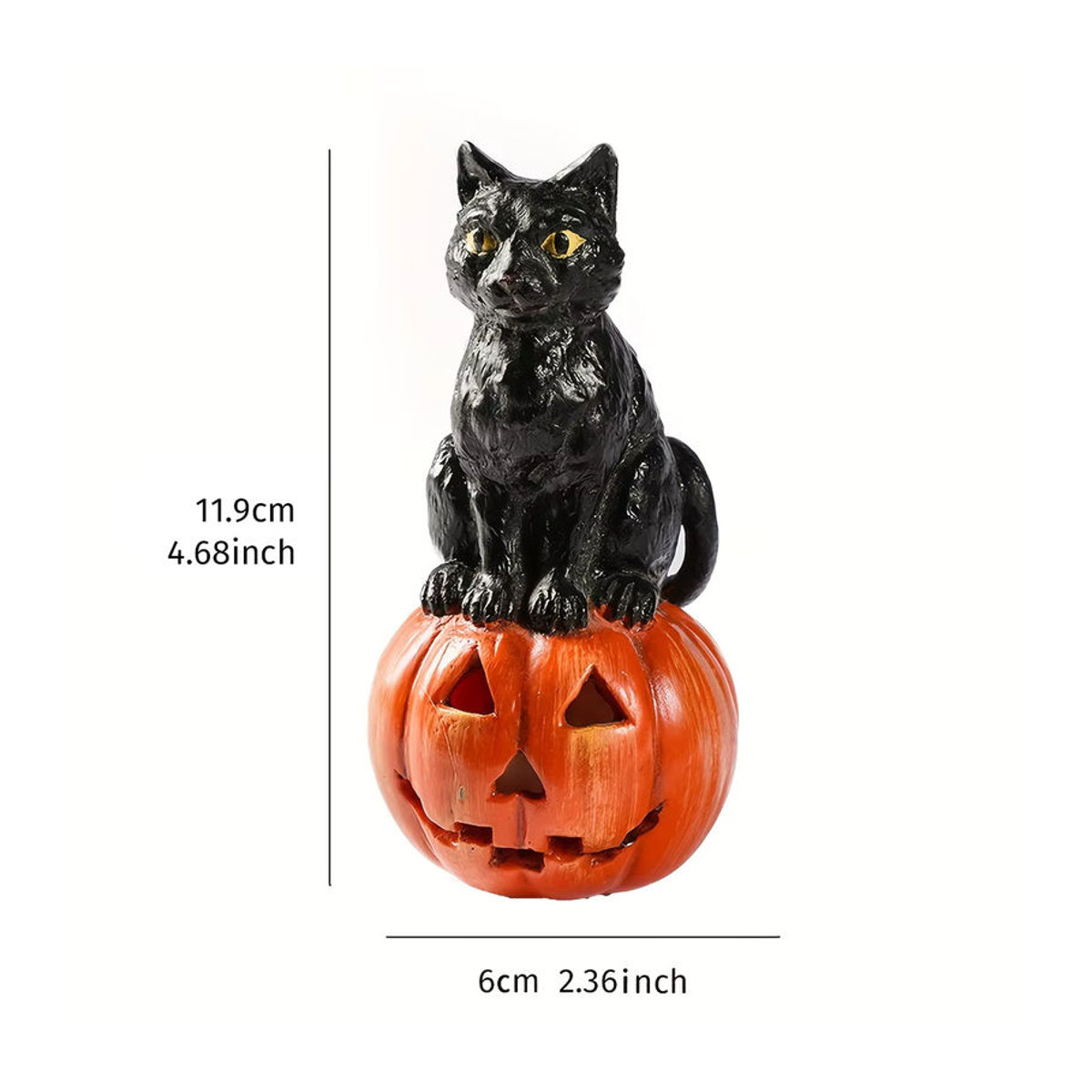 Kreative schwarze Katze als Halloween-Deko aus Kunstharz in hockender Form - Bild 3