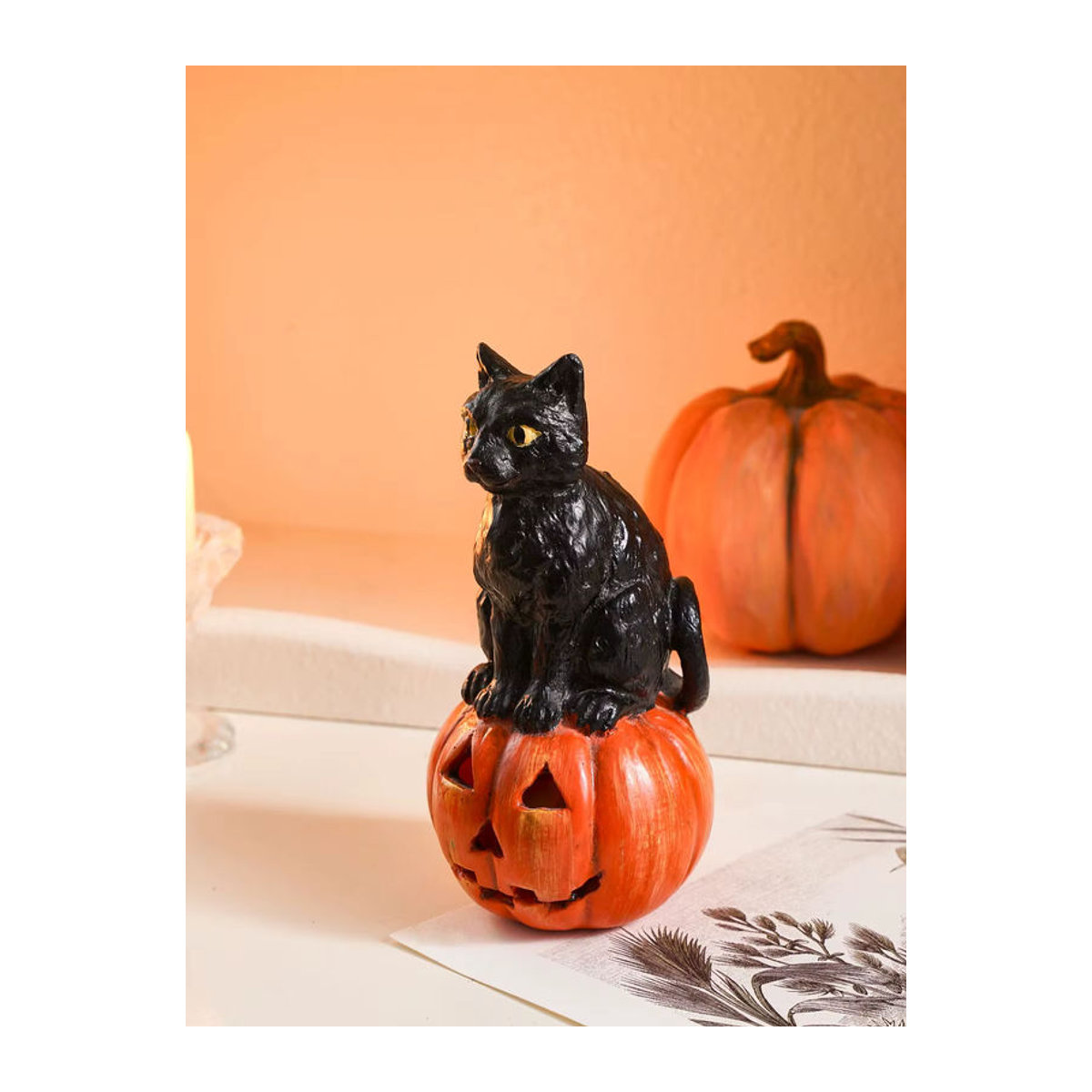 Kreative schwarze Katze als Halloween-Deko aus Kunstharz in hockender Form - Bild 6