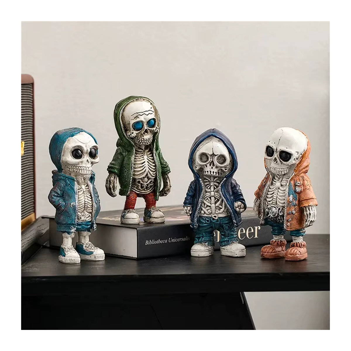 Kreative Skelett-Puppe aus Kunstharz als dekorative Charakter-Statue im Vintage-Stil für dein Zuhause, mehrfarbig - Bild 2