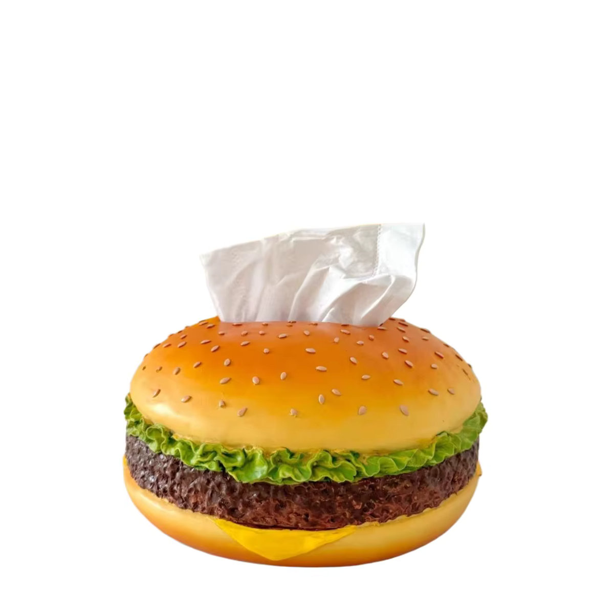 Kreative Taschentuchbox im Hamburger-Design aus Kunstharz und Papier, mehrfarbiges Retro-Wohnaccessoire im Vintage-Stil - Bild 7
