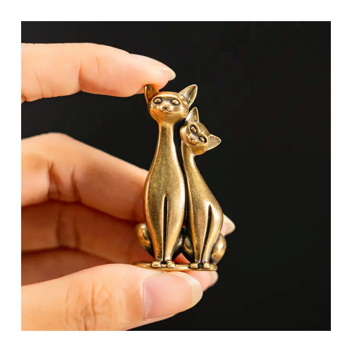 Kreative Tierstatue aus massivem Messing als dekoratives Ornament für Katze oder Eule in Gold - Bild 1