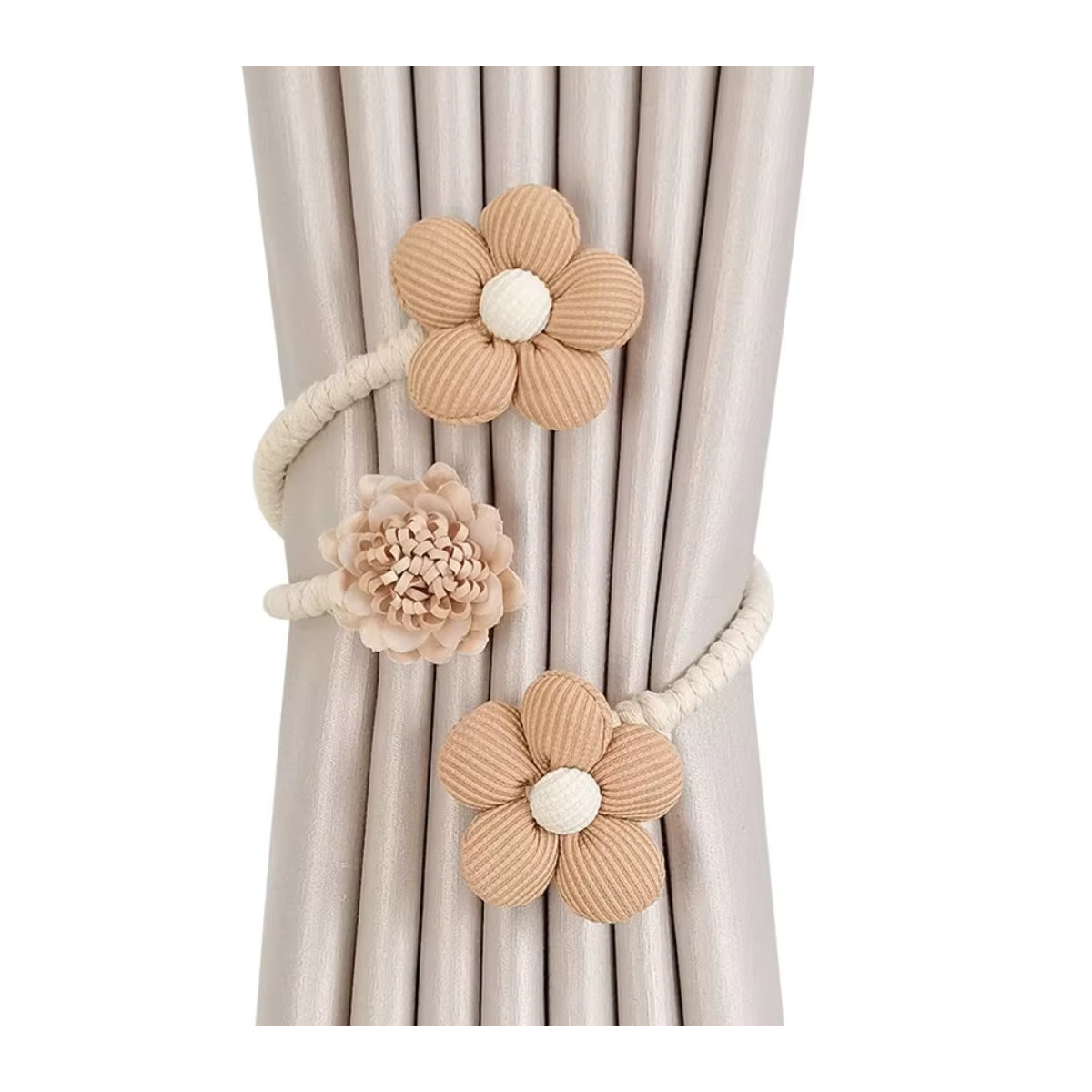 Kreative Vorhangschnalle in Blumenform als Vorhanghalter und Krawatte für dein Schlafzimmer, Farbe: Beige - Bild 2