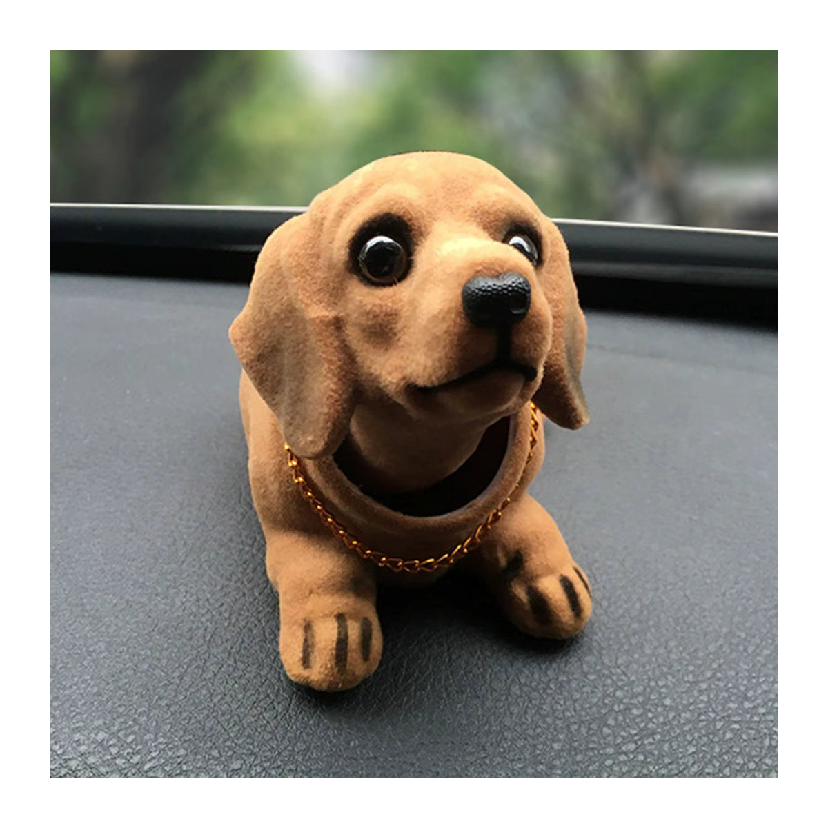 Kreative Wackelkopf-Hundfigur von perfeclan in Braun aus Kunstharz als Ornament-Statue für das Auto-Armaturenbrett oder zur Tischdekoration - Bild 2