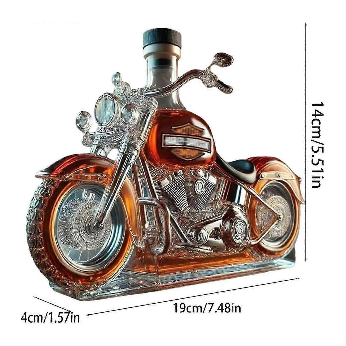 Kreative Whiskyflasche in Motorradform aus Glas mit 3D-Gravur, 325 ml Karaffe für Sammler und Motorradfahrer, transparent - Bild 3