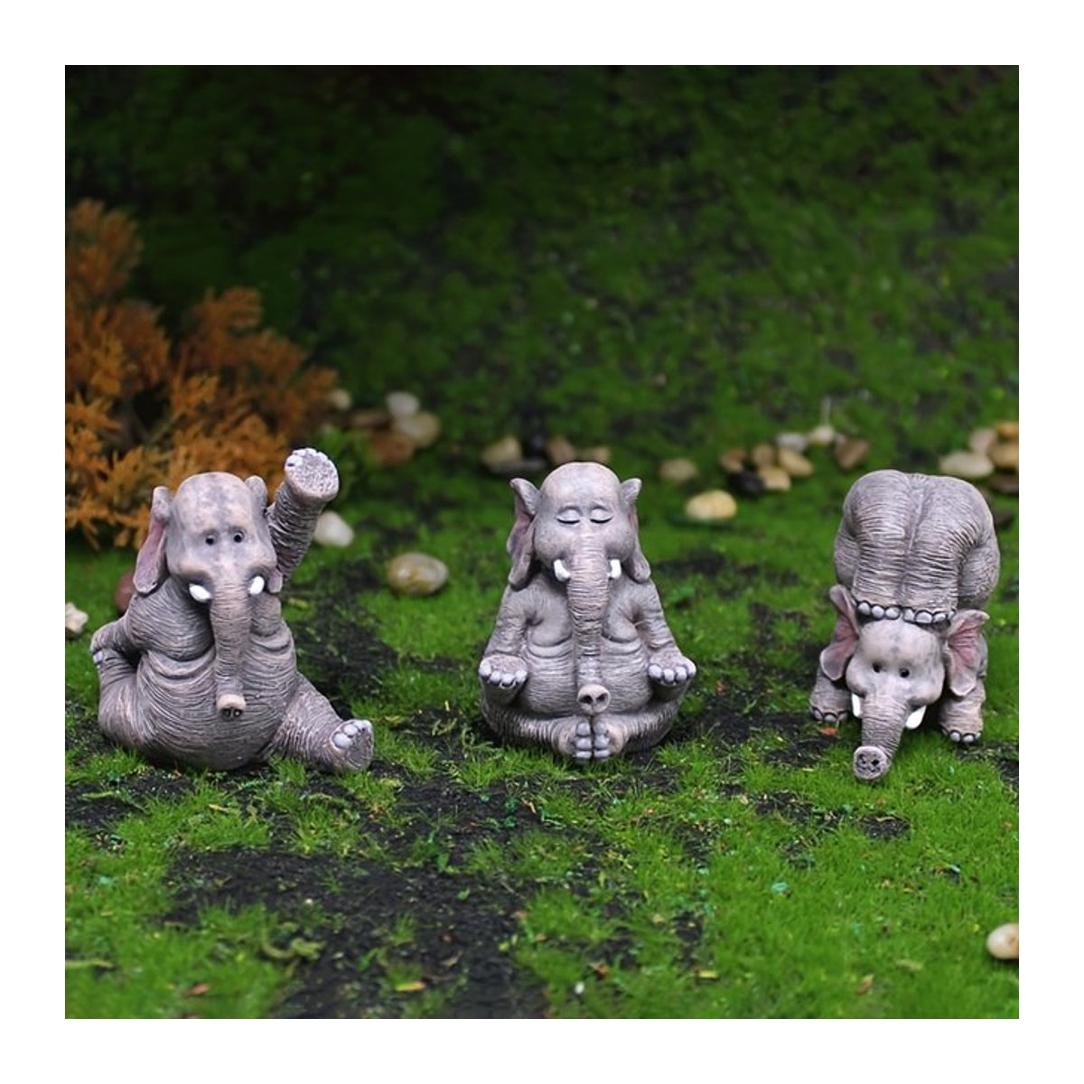 Kreative Yoga-Baby-Elefanten Miniatur-Statuen aus Kunstharz in Grau für deine Desktop-Dekoration - Bild 1