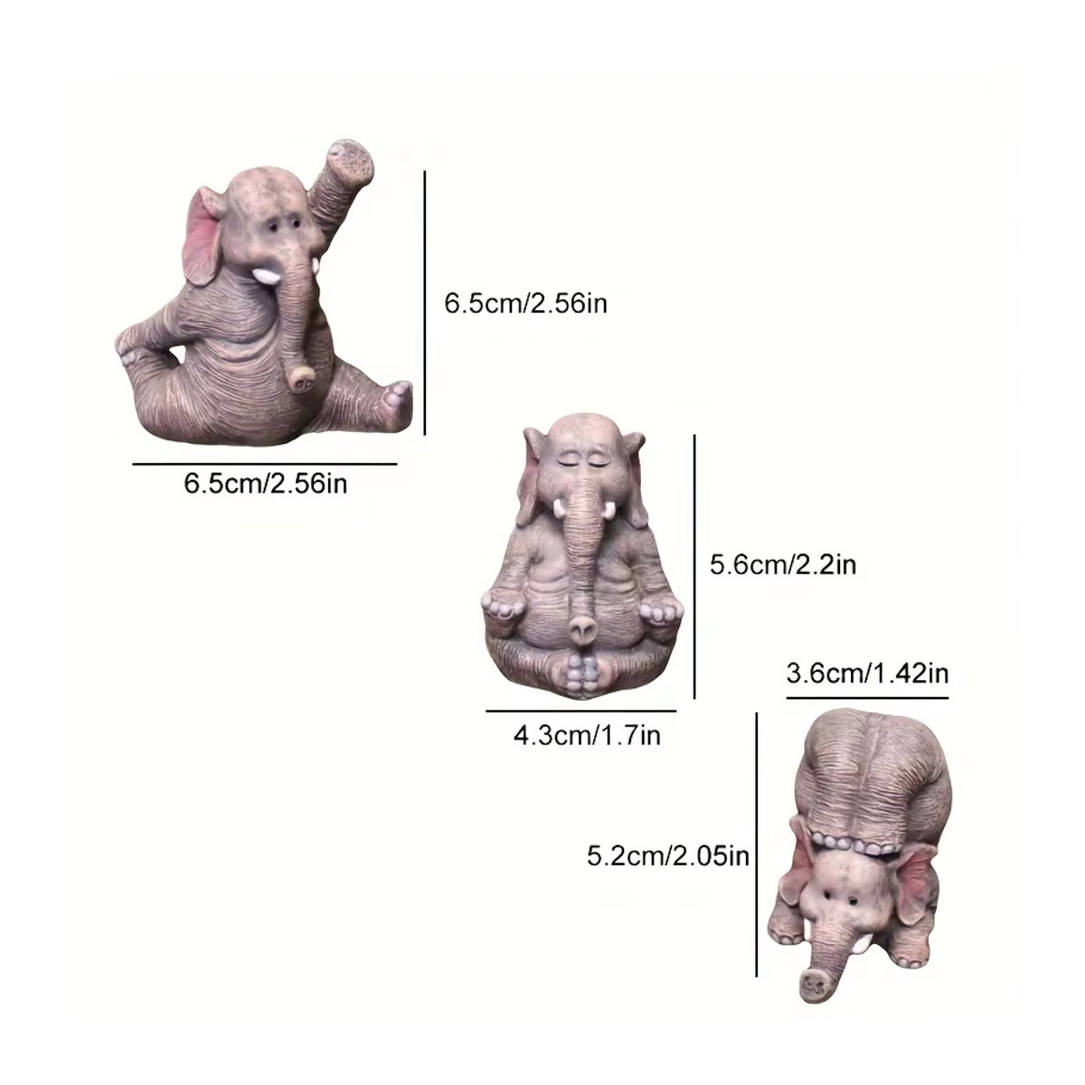 Kreative Yoga-Baby-Elefanten Miniatur-Statuen aus Kunstharz in Grau für deine Desktop-Dekoration - Bild 3