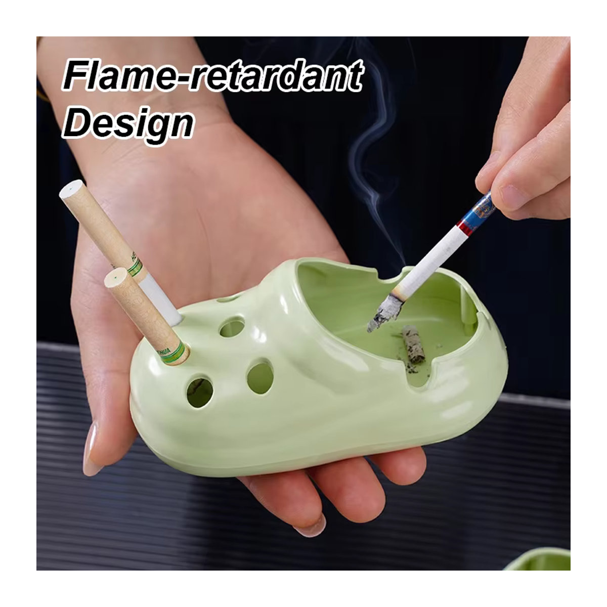 Kreativer Aschenbecher aus flammhemmendem Kunststoff in Schwarz und Mehrfarbig mit Anti-Fliegen-Funktion für Zuhause oder das Büro - Bild 5