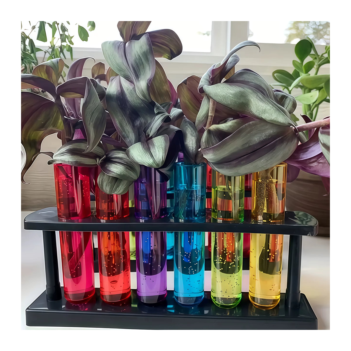 Kreativer Blumenständer für Schnittblumen mit Reagenzgläsern aus Glas in Mehrfarbig, moderner Hydrokultur-Blumentopf für Balkon und Dekoration - Bild 2