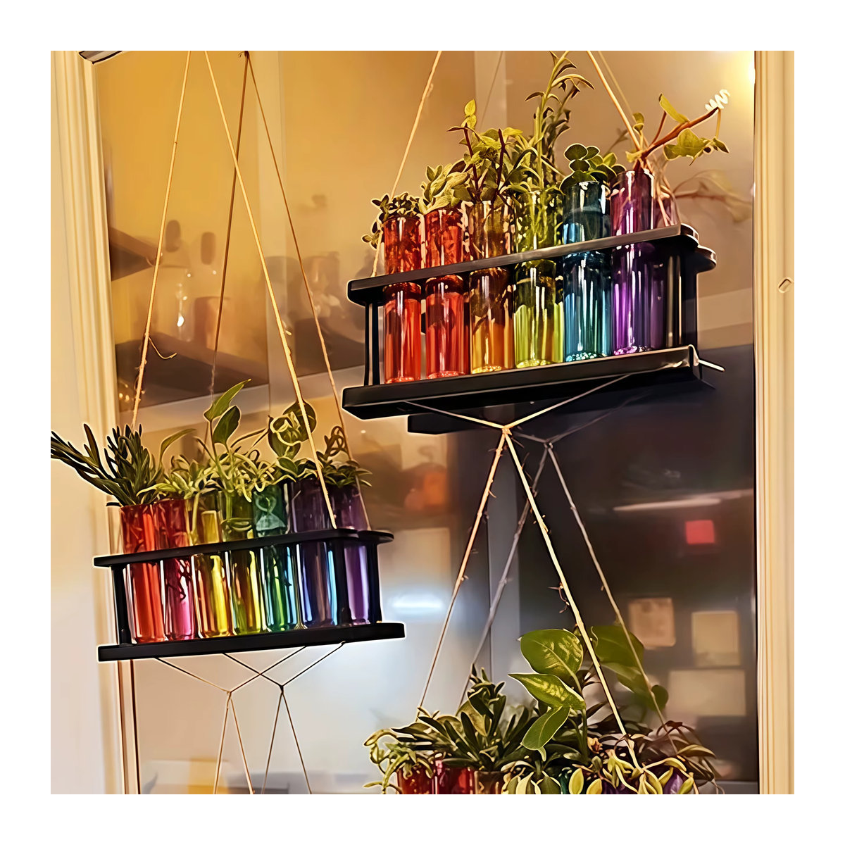 Kreativer Blumenständer für Schnittblumen mit Reagenzgläsern aus Glas in Mehrfarbig, moderner Hydrokultur-Blumentopf für Balkon und Dekoration - Bild 4