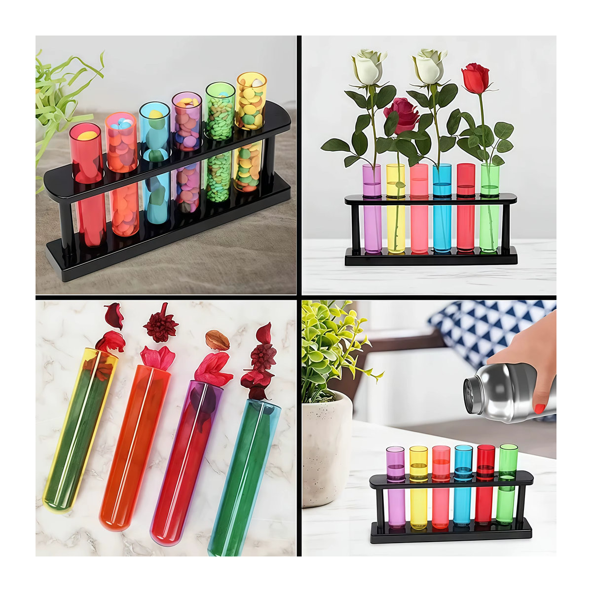 Kreativer Blumenständer für Schnittblumen mit Reagenzgläsern aus Glas in Mehrfarbig, moderner Hydrokultur-Blumentopf für Balkon und Dekoration - Bild 5