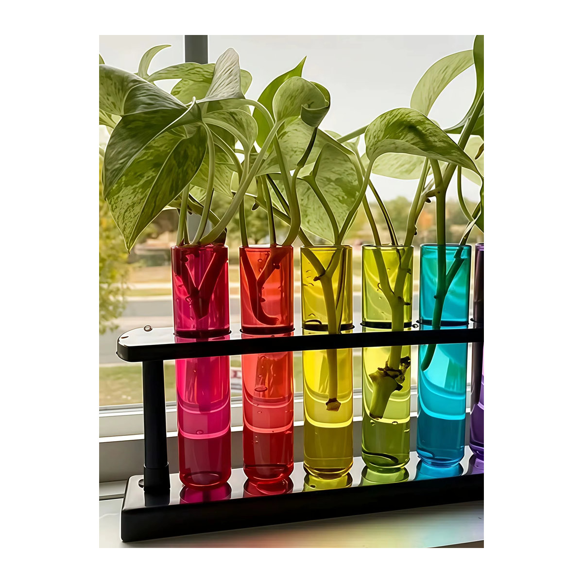 Kreativer Blumenständer für Schnittblumen mit Reagenzgläsern aus Glas in Mehrfarbig, moderner Hydrokultur-Blumentopf für Balkon und Dekoration - Bild 6