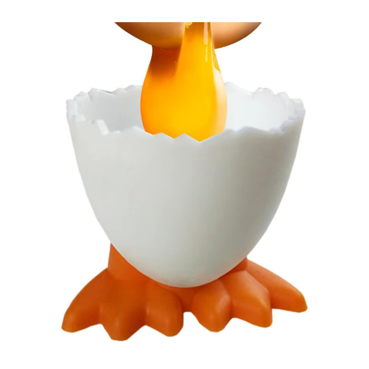 Kreativer Eierbecher in Hühnerfuß-Design aus Kunststoff, mehrfarbig und orange, ideale Tischdekoration für Ostern und die Küche - Bild 2