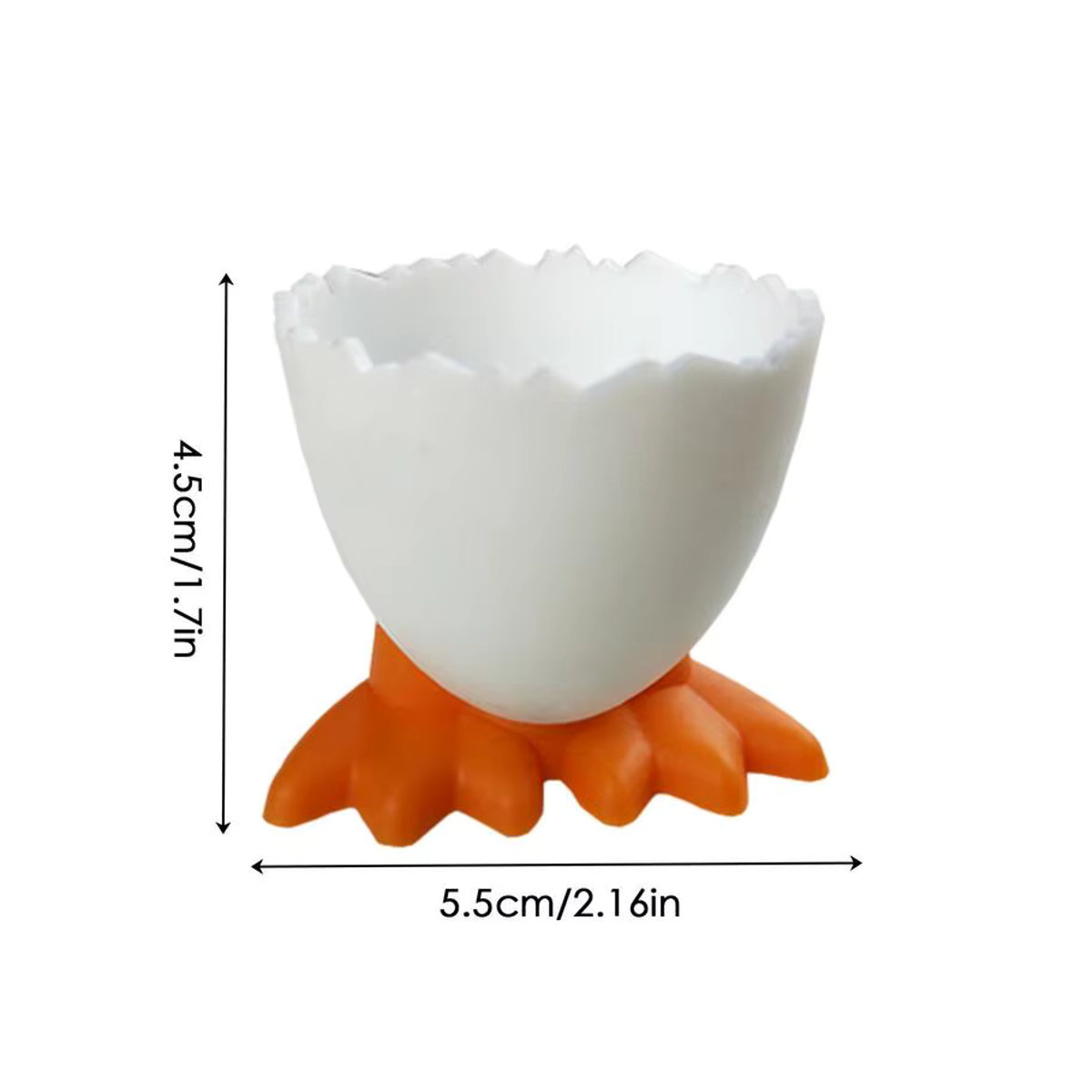 Kreativer Eierbecher in Hühnerfuß-Design aus Kunststoff, mehrfarbig und orange, ideale Tischdekoration für Ostern und die Küche - Bild 5