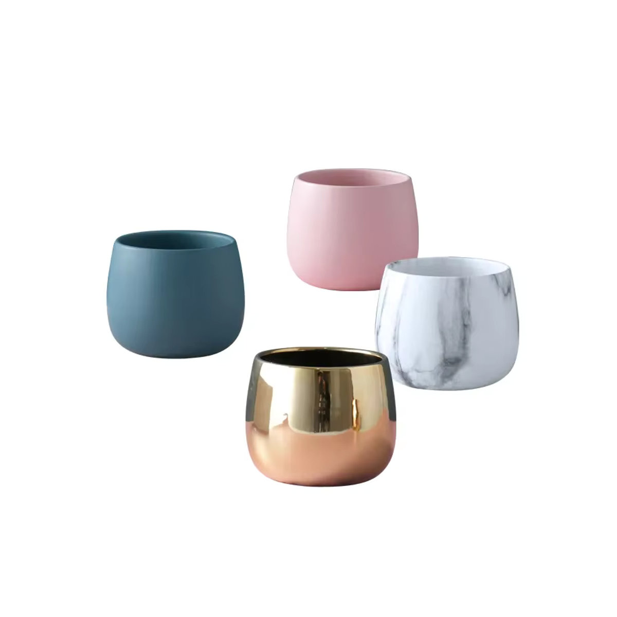 Kreativer Keramik Blumentopf im Nordic Design für Sukkulenten und Hydrokultur, Grün - Bild 4