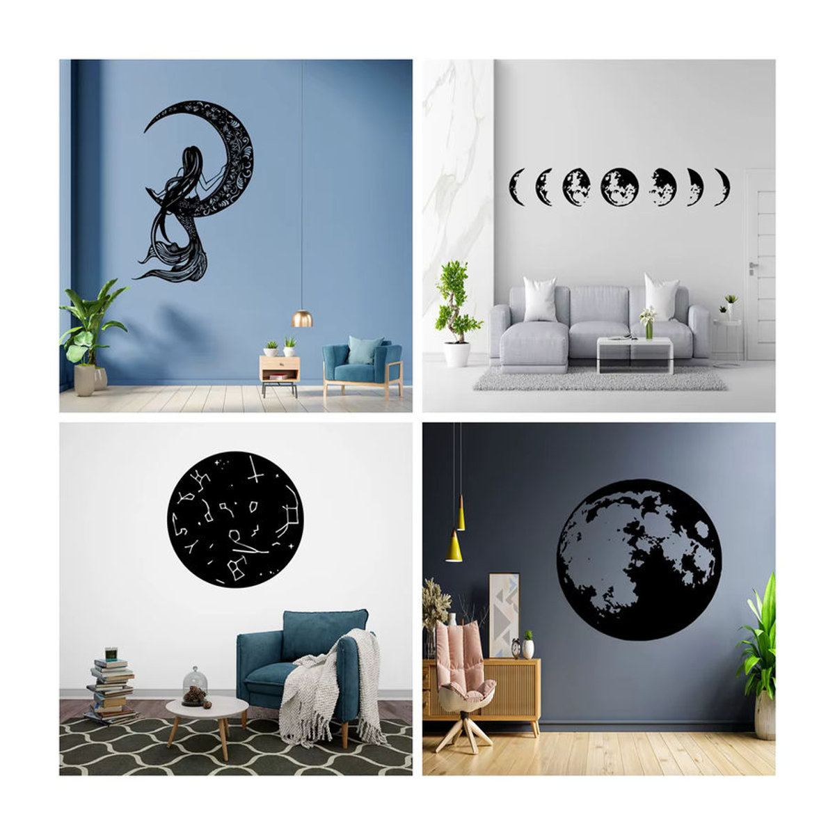 Kreativer Mond Wandaufkleber aus Kunststoff in Schwarz für die minimalistische Dekoration deines Kinderzimmers - Bild 2