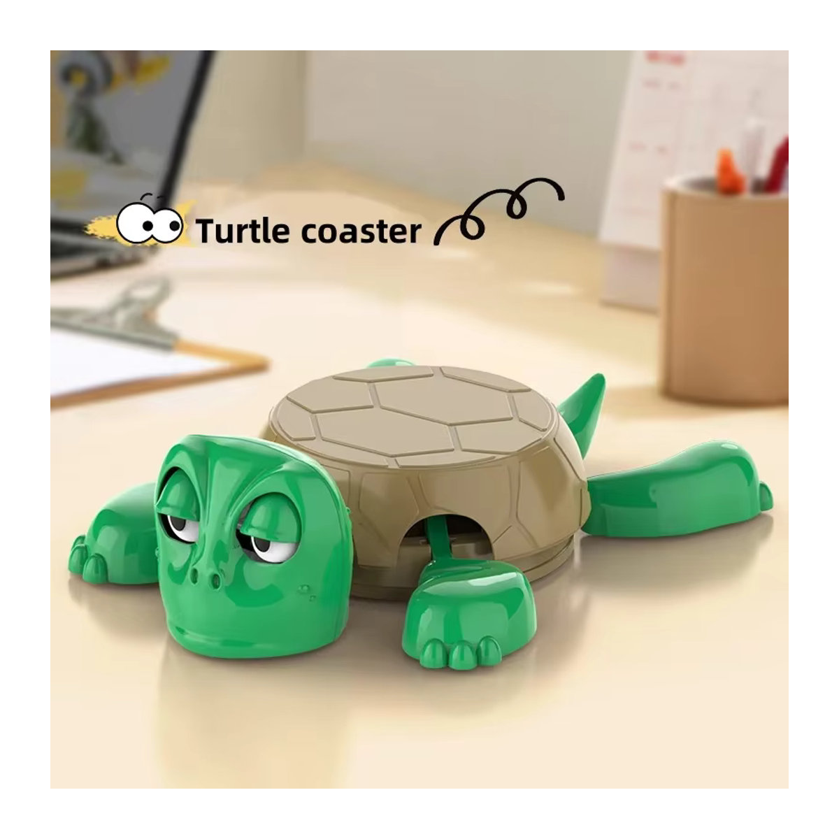 Kreativer Schildkröten Untersetzer aus Kunststoff in Grün für Tassen und Geschirr - Bild 3