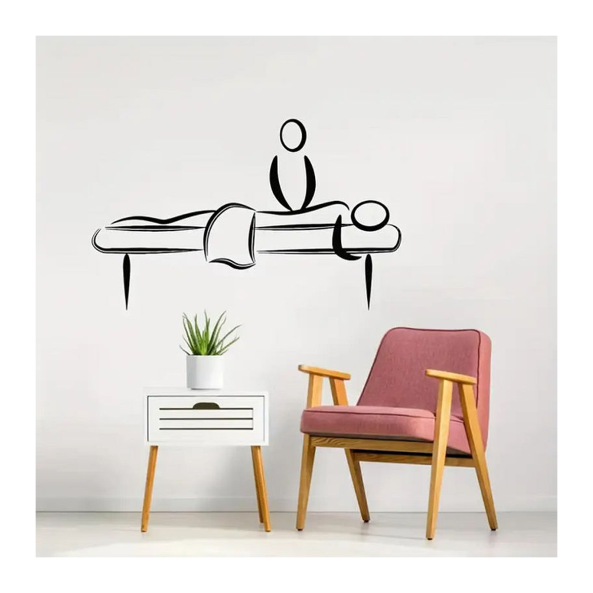 Kreativer Vinyl-Wandaufkleber in Schwarz mit Massageraum-Motiv für Schlafzimmer, Wohnzimmer und Eingangsbereich - Bild 1
