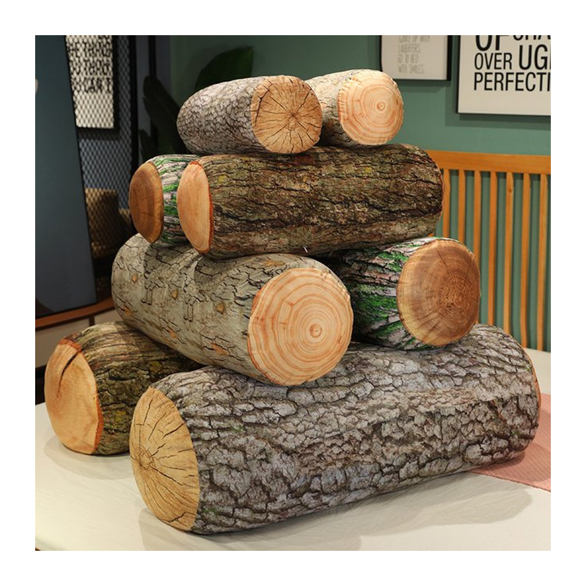 Kreatives 3D Simulation Holzstumpf Kissen aus Plüsch als dekoratives Tier-Baum Kissen für dein Zuhause - Bild 1