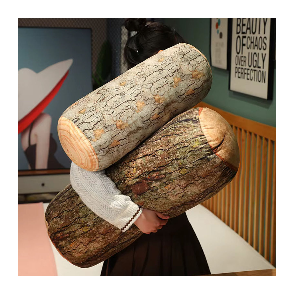 Kreatives 3D Simulation Holzstumpf Kissen aus Plüsch als dekoratives Tier-Baum Kissen für dein Zuhause - Bild 4