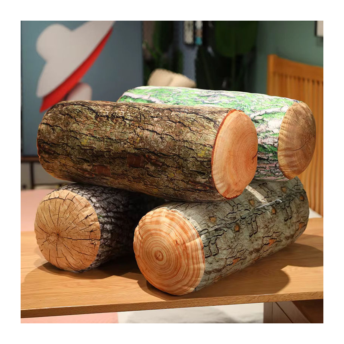 Kreatives 3D Simulation Holzstumpf Kissen aus Plüsch als dekoratives Tier-Baum Kissen für dein Zuhause - Bild 6
