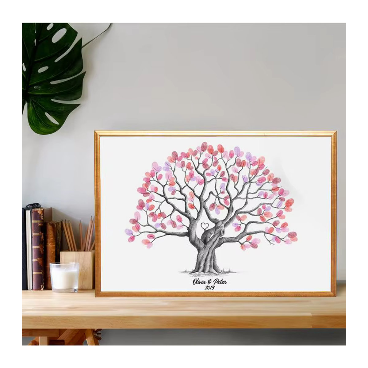Kreatives Fingerabdruck-Baum-Gästebuch als Leinwand für deine Hochzeit in Weiß - Bild 3