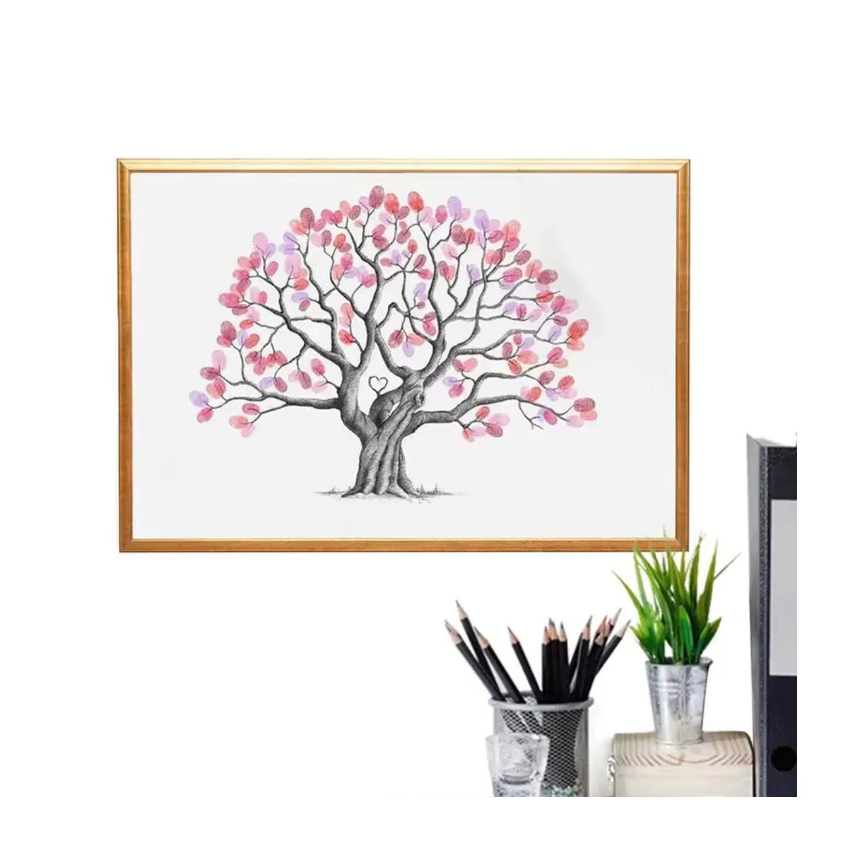 Kreatives Fingerabdruck-Baum-Gästebuch als Leinwand für deine Hochzeit in Weiß - Bild 5