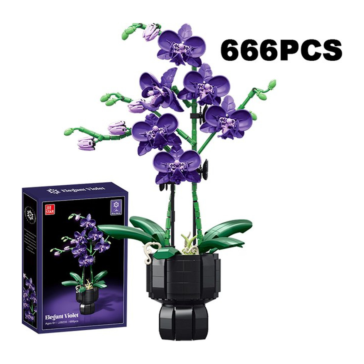 Kreatives Orchideen-Bouquet in Lila als Baustein-Set für Dekoration und Spielzeug - Bild 1