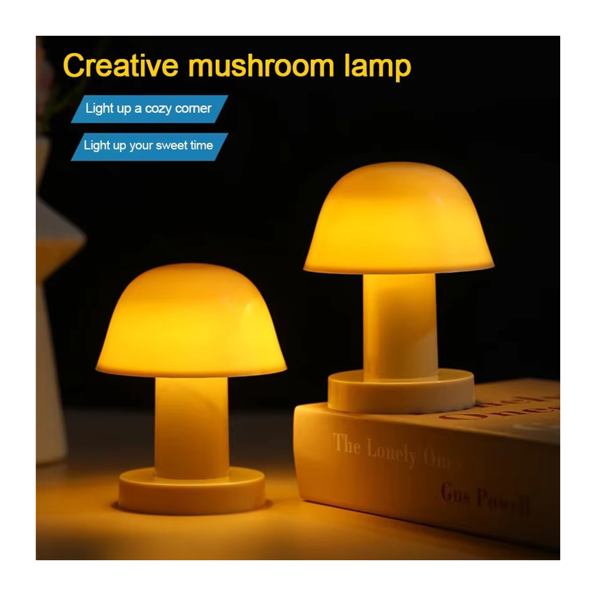 Kreatives Pilz LED Nachtlicht in Weiß, batteriebetriebene tragbare Desktop Sonnenuntergang Lampe aus Kunststoff für Schlafzimmer und Wohnkultur - Bild 3