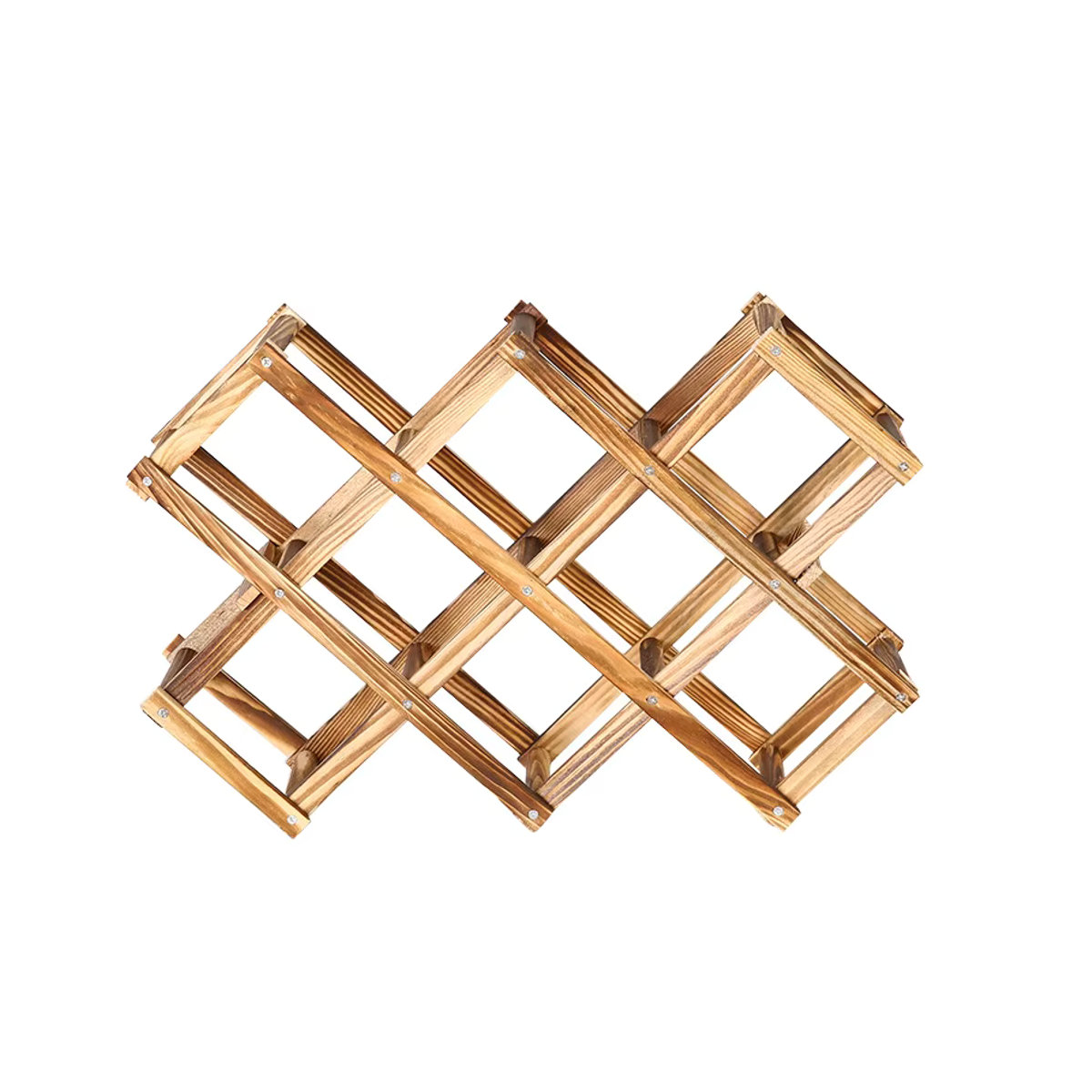 Kreatives Weinregal aus Kiefernholz in Natur, zusammenklappbares Flaschenregal im minimalistischen Design - Bild 6
