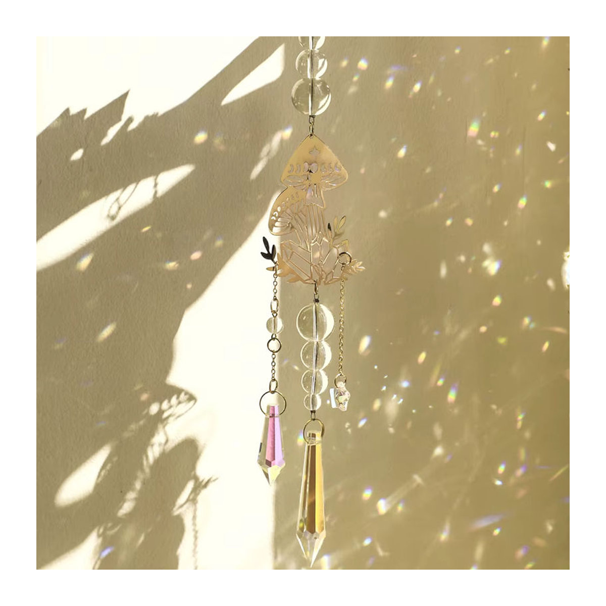 Kristall Sonnenfänger Pilz und Blumen als Prisma Windspiel für Fenster und Garten, transparentes Glas-Ornament im Bohemian Stil - Bild 3