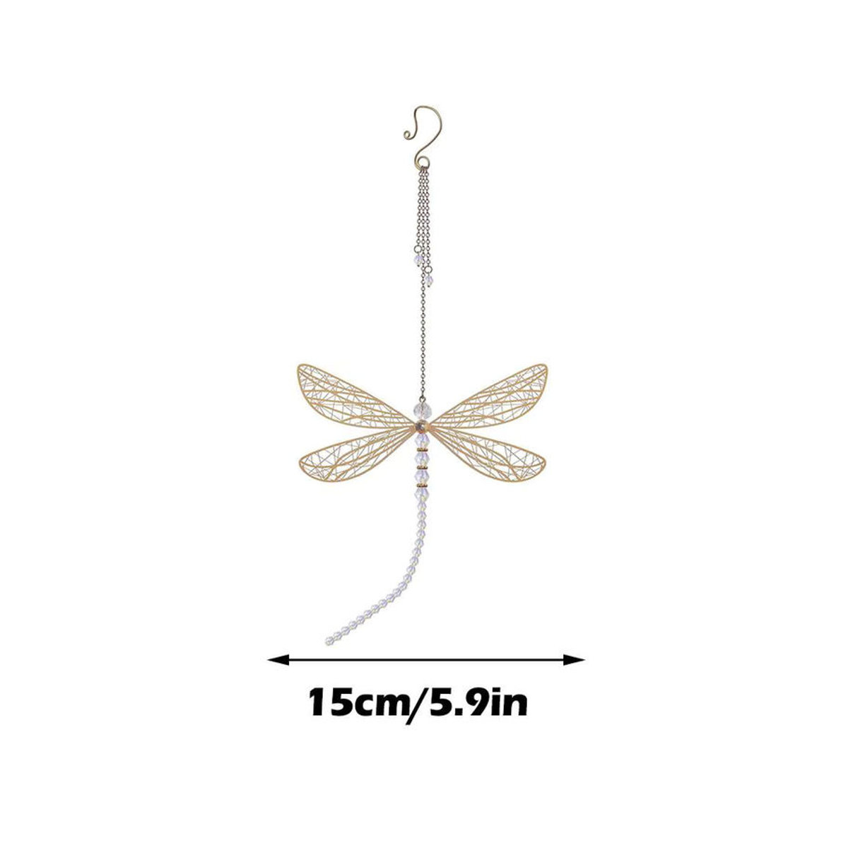 Kristall Suncatcher Schmetterling und Libelle aus Metall in Weiß als dekoratives Windspiel für Garten, Fenster oder Auto - Bild 2