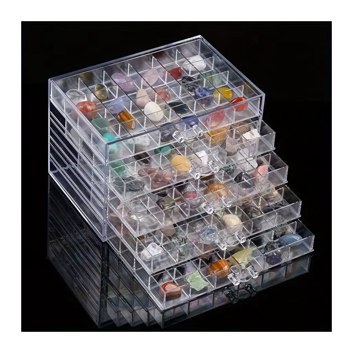 Kristallvitrine transparente Kunststoff-Aufbewahrungsbox für deine Sammlung von Natursteinen und Edelsteinen in rechteckiger Form - Bild 4