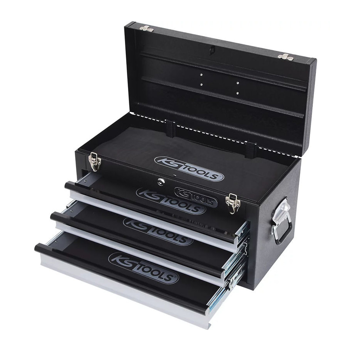 KS Tools Werkzeugkasten aus Metall mit 3 Schubladen, Schwarz, B: 26,0 cm, T: 52,0 cm, H: 30,2 cm - Bild 3