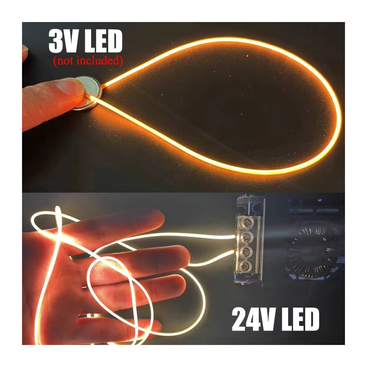 Ksdligh Leuchtender COB LED Filament Streifen 3/24 V Flexible Silikon Lampe für DIY Dekoration Industrial Style - Bild 3