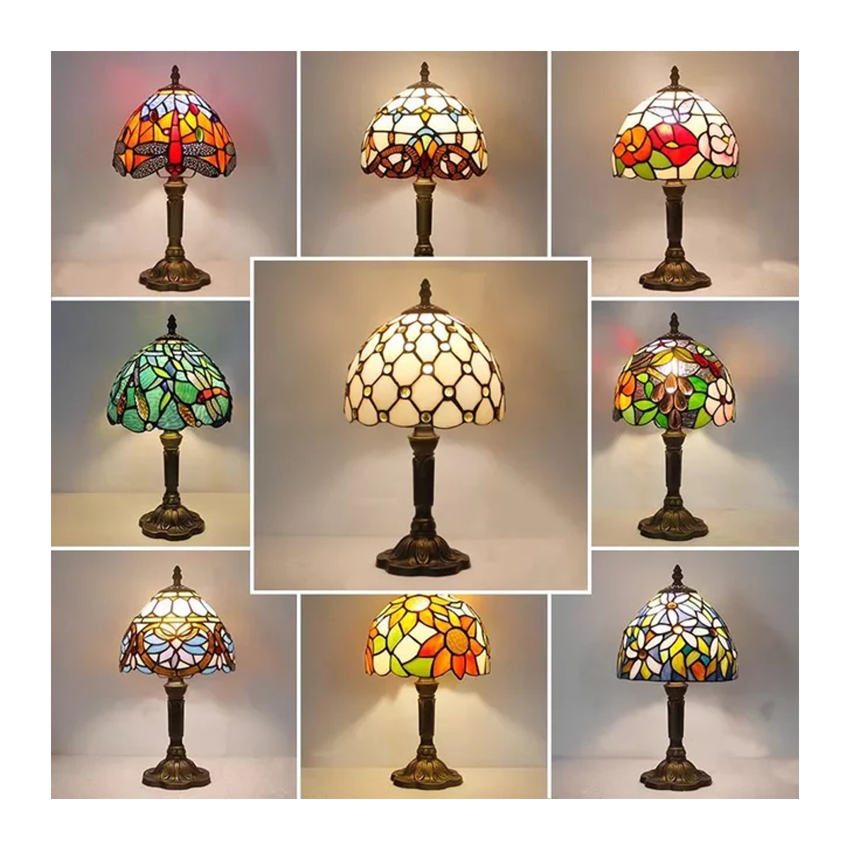 ksdligh Vintage Classica Tischlampe aus buntem Glas mit E27 Fassung - Bild 1