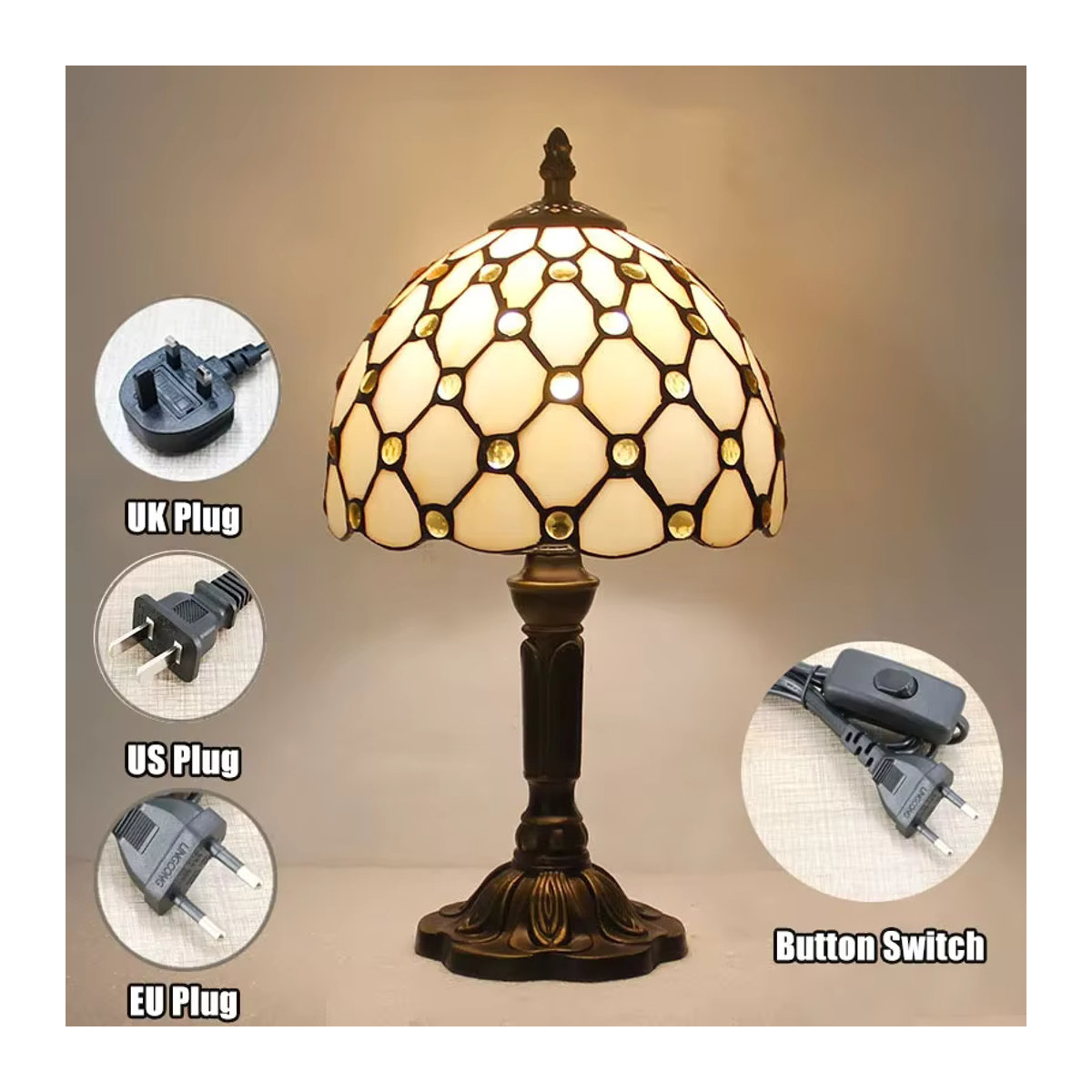 ksdligh Vintage Classica Tischlampe aus buntem Glas mit E27 Fassung - Bild 2