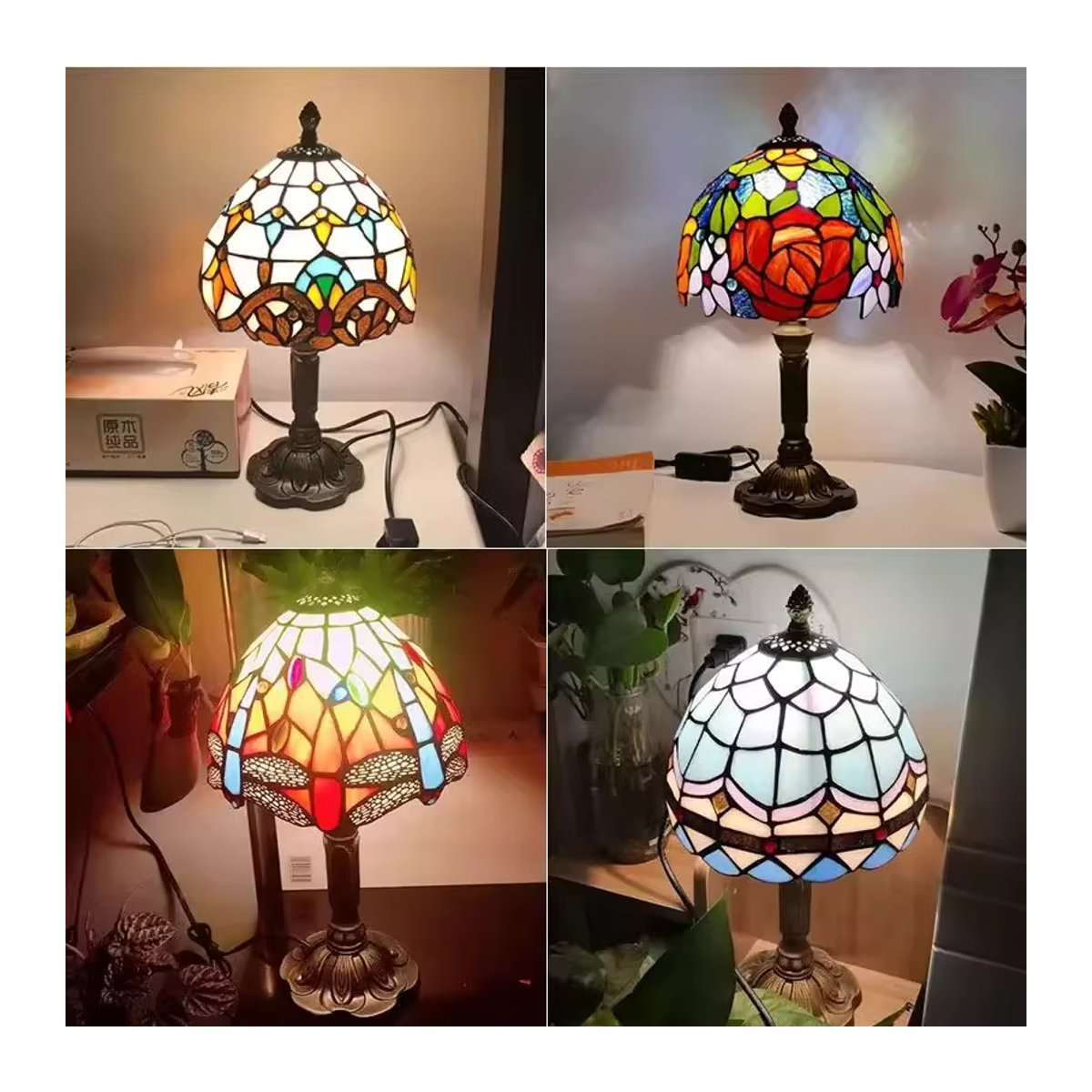 ksdligh Vintage Classica Tischlampe aus buntem Glas mit E27 Fassung - Bild 5