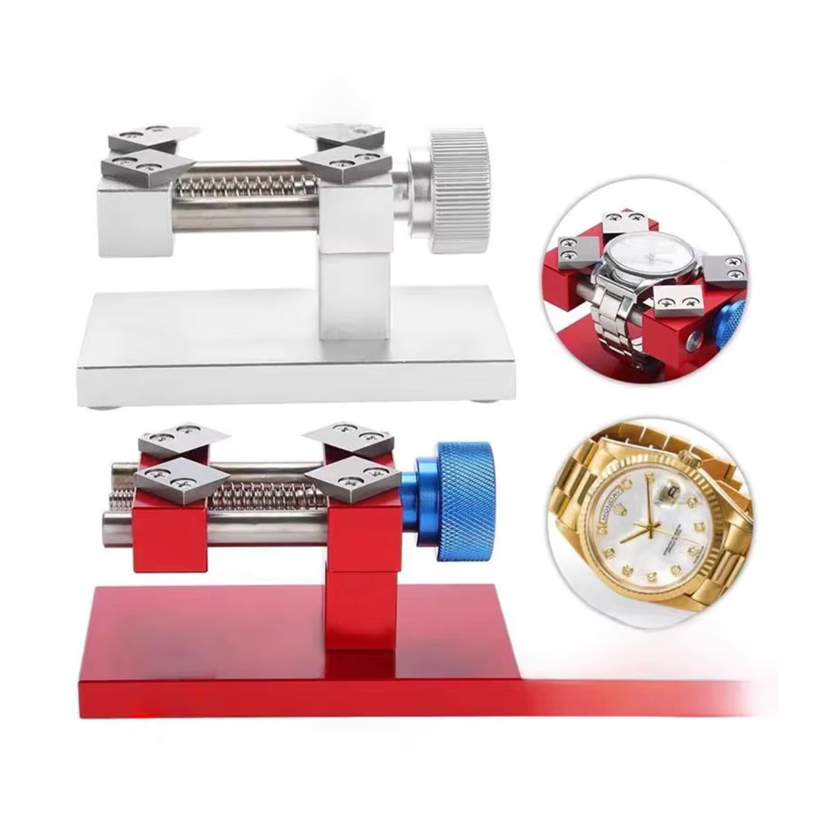 KTMGAVA Uhrmacherwerkzeug Set aus Metall zum Entfernen der Uhrenlünette und Batterie, Gehäuseöffner für die Rückseite, Rot und Alufarben, 30–40 mm - Bild 4