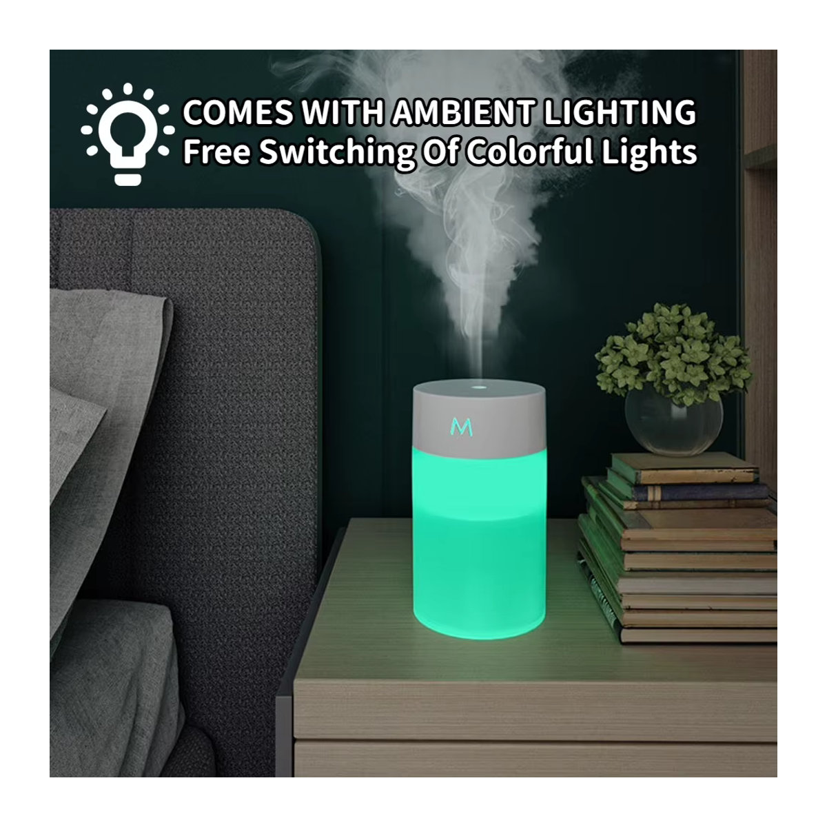 KUALOOL Mini-Luftbefeuchter und Aromatherapie-Diffusor in Weiß mit Ultraschall-Zerstäuber und USB-LED-Lampe - Bild 2