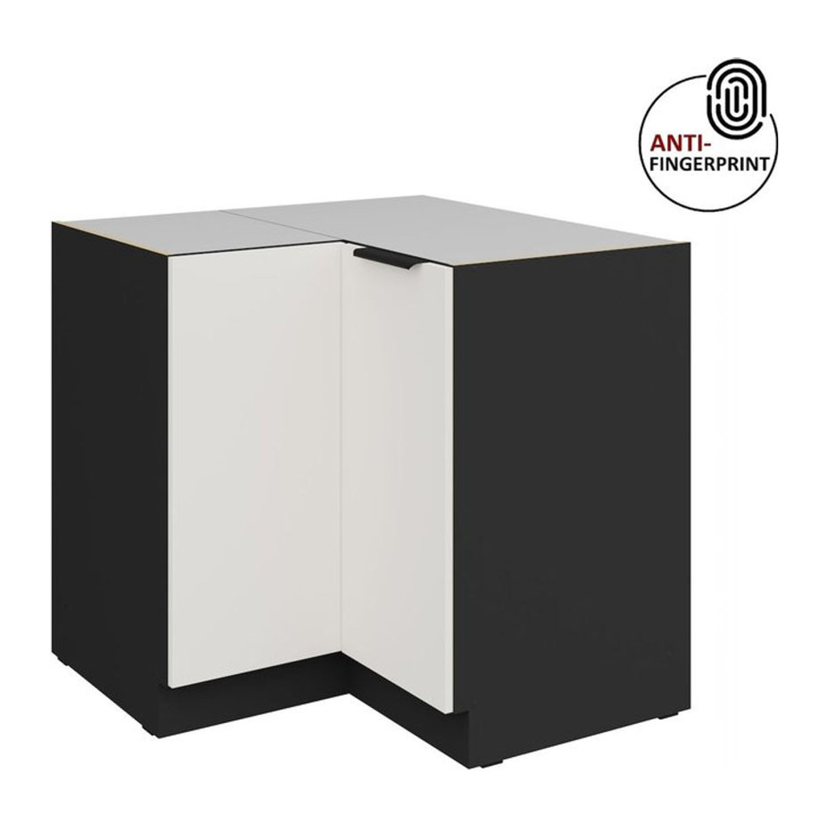 Küchen Eckschrank Arnia Unterschrank mit Drehtüren Weiß ultra matt Anti Fingerprint B/T/H: 90 x 90 x 90 cm - Bild 1
