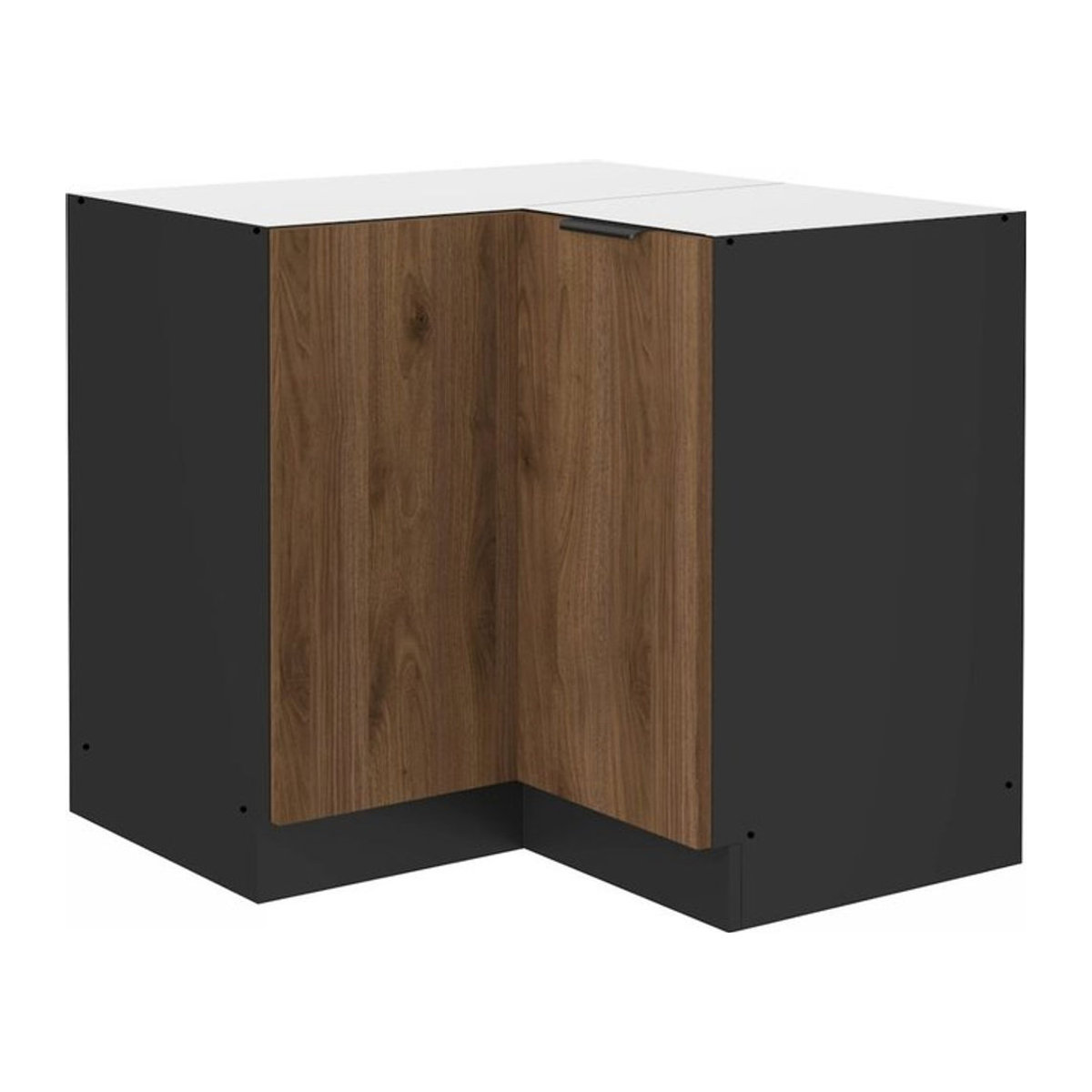 Küchen Eckunterschrank MONZA mit Drehtüren in Okapi Nußbaum, B/T: 90 x 90 cm - Bild 1