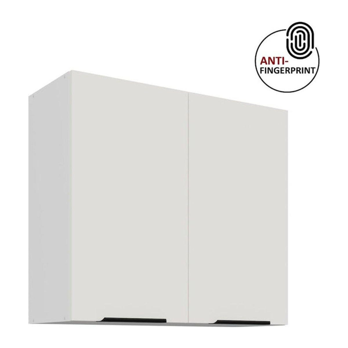 Küchen Hängeschrank ARIA Weiss mit 2 Drehtüren Modern Anti Fingerprint Breite: 80 cm, Höhe: 72 cm - Bild 1