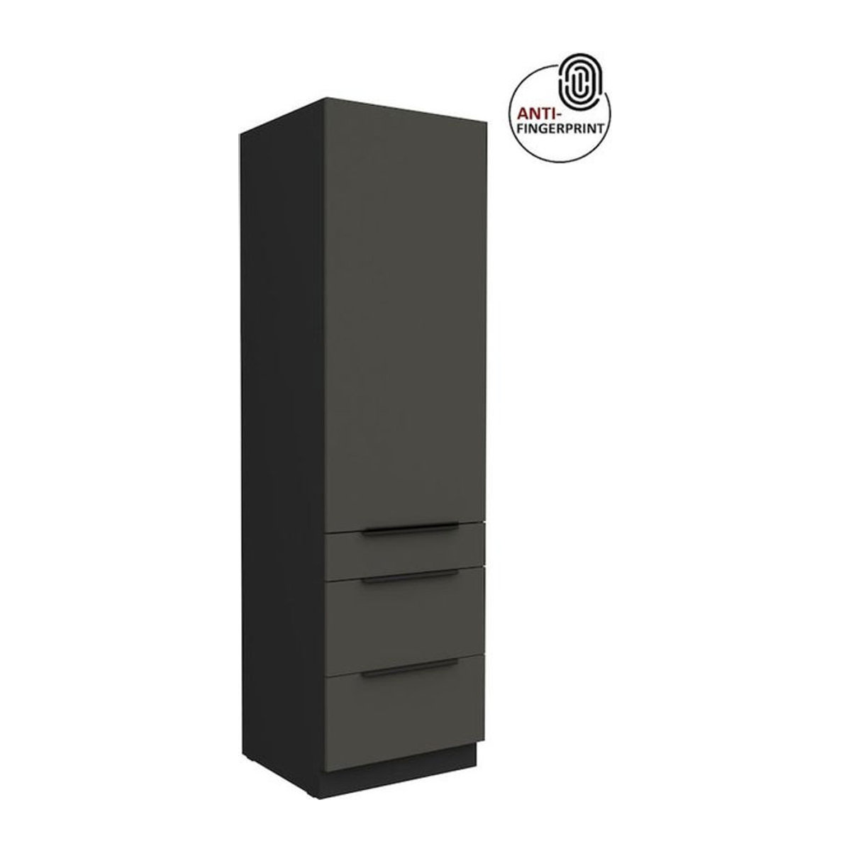 Küchen Hochschrank ARIA Vorratsschrank in Graphite matt mit Anti Fingerprint Effekt, Breite: 60 cm - Bild 1