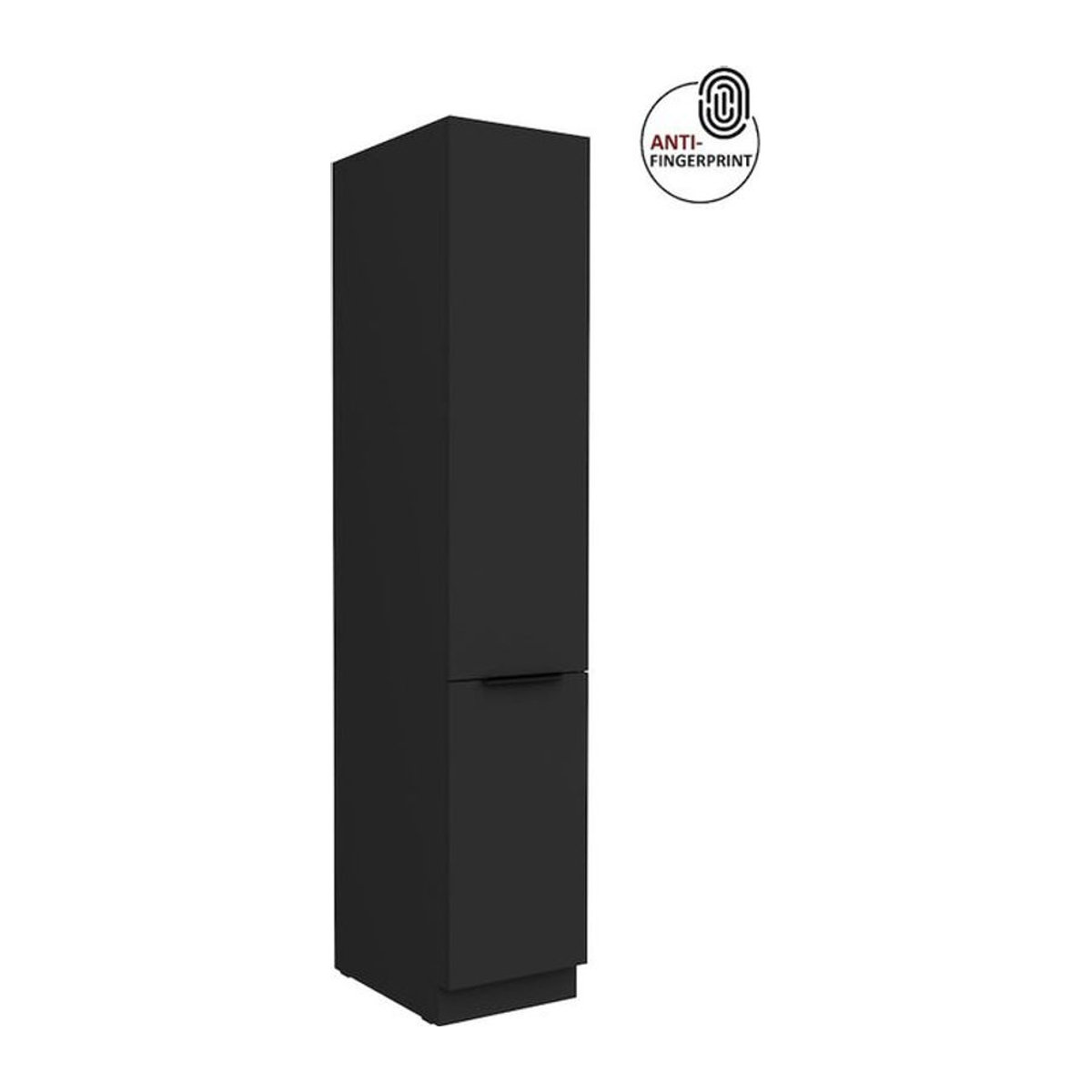 Küchen Hochschrank ARIA Vorratsschrank Modern Schwarz matt Anti Fingerprint Breite: 40 cm - Bild 1